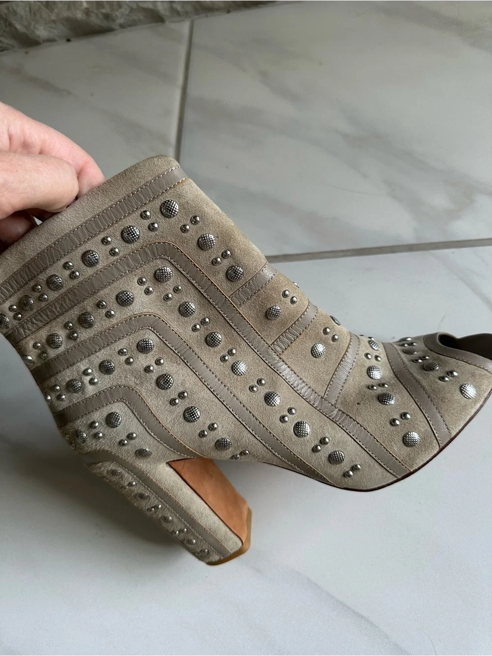 Rebecca Minkoff Mila Runway Studded Open Toe Booties Size 10M